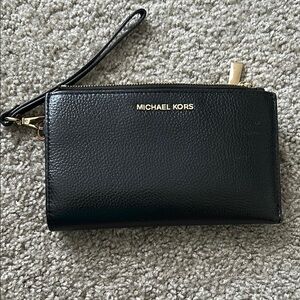 Michael Kors Black Leather Wristlet